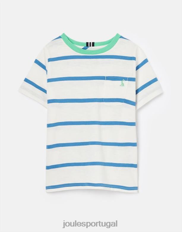 camiseta listrada lavada 2 a 12 anos Rapazes faixa azul clara Joules vestuário 2X26V358