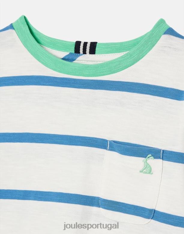 camiseta listrada lavada 2 a 12 anos Rapazes faixa azul clara Joules vestuário 2X26V358
