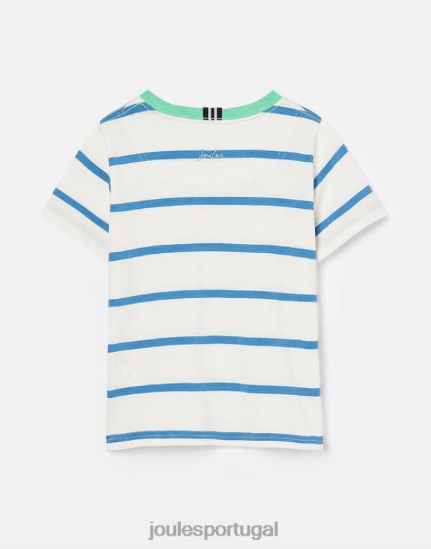 camiseta listrada lavada 2 a 12 anos Rapazes faixa azul clara Joules vestuário 2X26V358