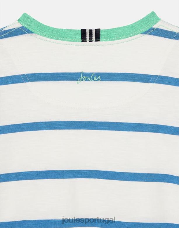 camiseta listrada lavada 2 a 12 anos Rapazes faixa azul clara Joules vestuário 2X26V358