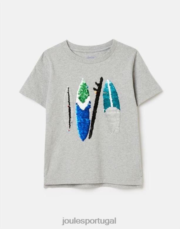 camiseta manga curta archie 5-12 anos Rapazes pranchas de surf cinza Joules vestuário 2X26V368
