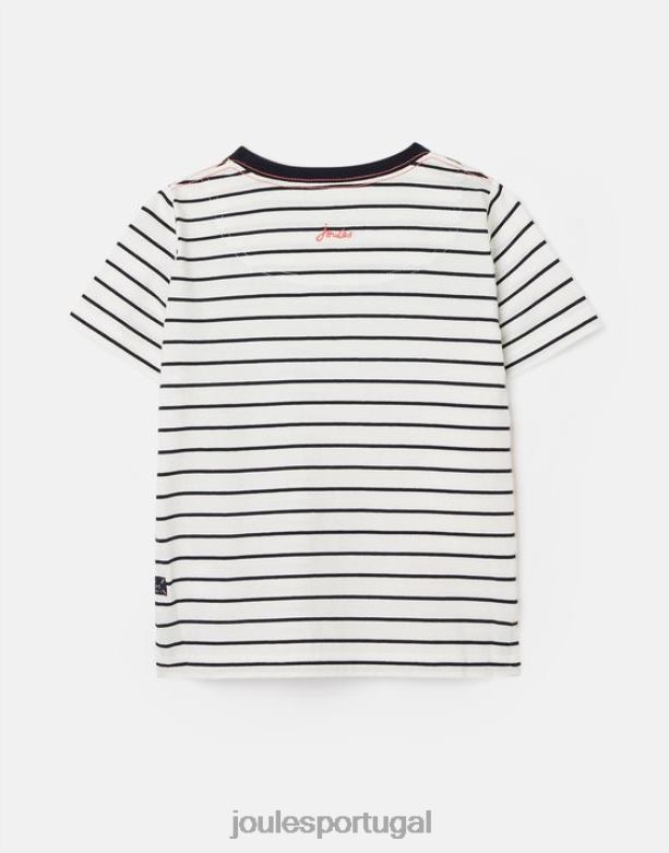 camiseta manga curta com apliques archie 2-8 anos Rapazes caranguejos listrados da marinha Joules vestuário 2X26V364