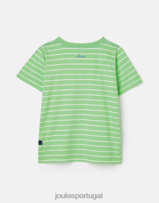 camiseta manga curta com apliques archie 2-8 anos Rapazes polvo verde Joules vestuário 2X26V367