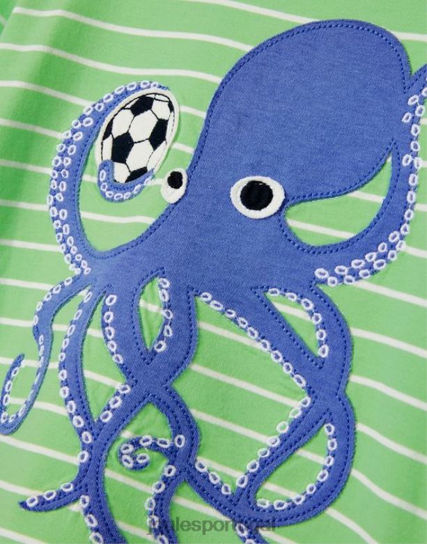 camiseta manga curta com apliques archie 2-8 anos Rapazes polvo verde Joules vestuário 2X26V367