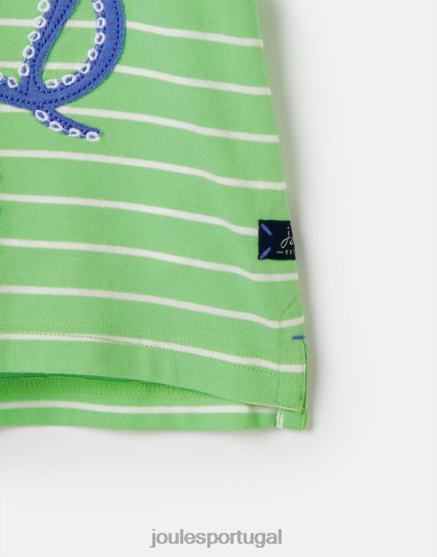 camiseta manga curta com apliques archie 2-8 anos Rapazes polvo verde Joules vestuário 2X26V367