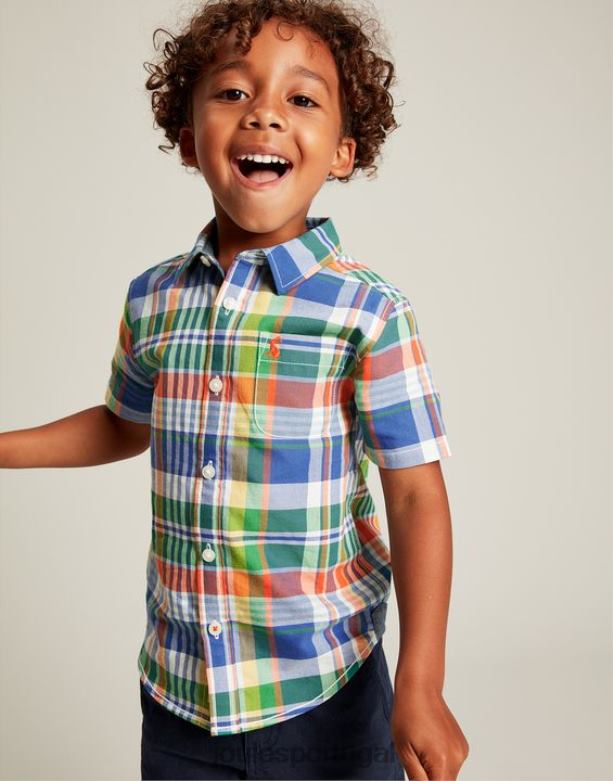 sark camisa oxford xadrez manga curta 2-12 anos Rapazes cheque azul Joules vestuário 2X26V354