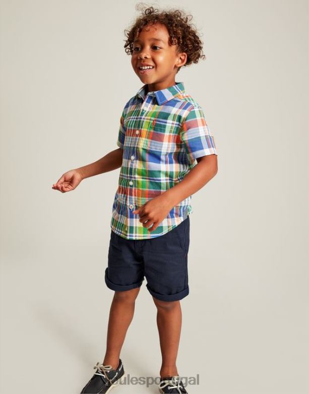 sark camisa oxford xadrez manga curta 2-12 anos Rapazes cheque azul Joules vestuário 2X26V354