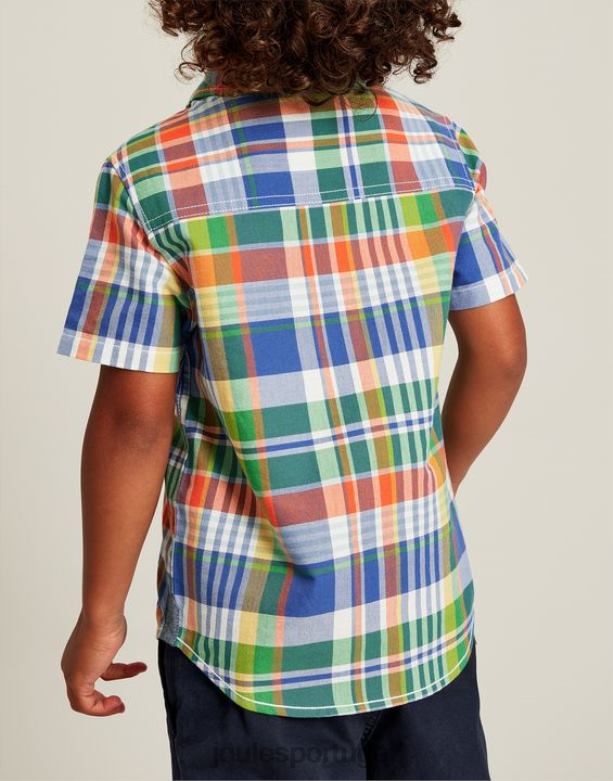 sark camisa oxford xadrez manga curta 2-12 anos Rapazes cheque azul Joules vestuário 2X26V354