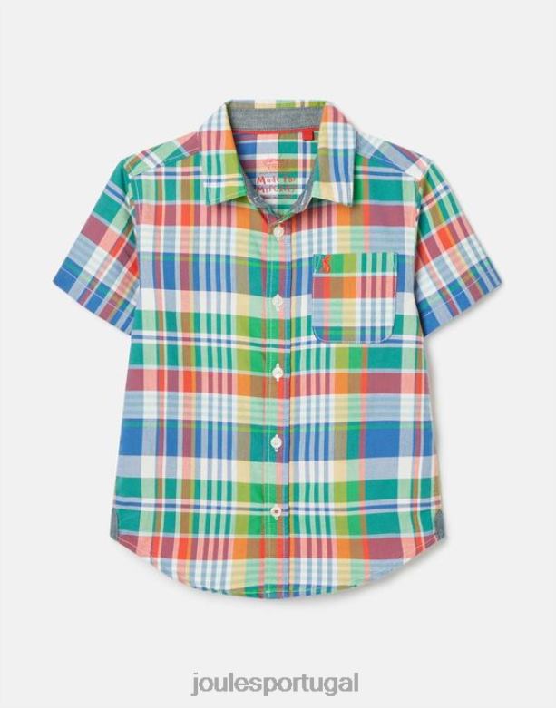 sark camisa oxford xadrez manga curta 2-12 anos Rapazes cheque azul Joules vestuário 2X26V354