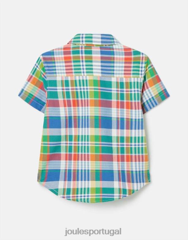 sark camisa oxford xadrez manga curta 2-12 anos Rapazes cheque azul Joules vestuário 2X26V354